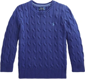 BRAND NEW w/tags POLO Ralph Lauren Boy Cable Sweater, Chalet Blue, NWT - Picture 1 of 3
