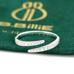 Neu B.Billie 14k Weißgold Nagelfolie Twist Pave Diamant Vorsteckring Größe 7 - Bild 1 von 10