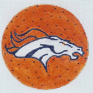Denver Bronco Football Christmas Ornament*H P Needlepoint Canvas by LLemon - Picture 1 of 1
