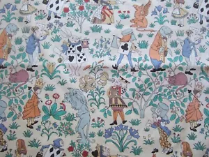 Remanente de tela Voysey vintage Habitat V&A Collection ALICIA en el país de las maravillas - Imagen 1 de 10