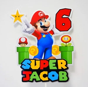 Super Mario Cake Topper Personalised Kids Party Decoration | Custom cake topper - Picture 1 of 1