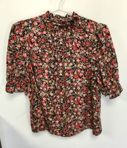 Blusa Pullover Top Rosa Emery Para Mujer 1XL Negra Rosa Floral Volantes Cuello Mangas - Imagen 1 de 12