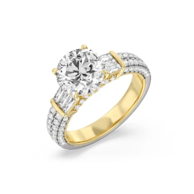 Wedding  Ring Lab Grown Round Diamond 3.20 Ct IGI Certified 14k Multi Tone Gold - Image 1 of 4