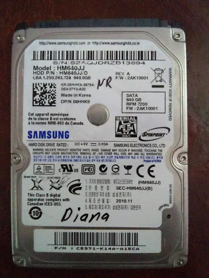 Samsung HM640JJ 640GB, Internal, 5400 RPM, 2.5" Hard Drive, Storage, As-is - Image 1 of 3