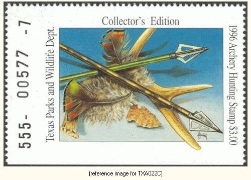 D2K Texas Archery Stamp 1996 ($3.00) - Image 1 of 1