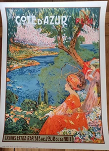 affiche reproduction lithographie - PLM - Côte d'Azur - David Dellepiane - Picture 1 of 2