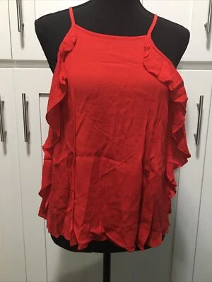 Mossimo Co. Strappy Gauzy Tank Flyaway Wowzer Red Top Ruffle S NWT Free Ship - Image 1 of 4