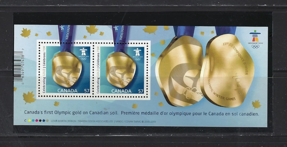 Canada 2010 Olympic Gold Medal #2371 Souvenir Sheet  MNH - Image 1 of 1