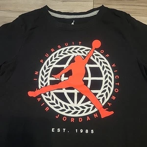 Air Jordan T-Shirt Kids Large Black Red Graphic Print Logo Athletic Tee - Picture 1 of 7