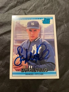 1991 Leaf 407 New York Yankees Sam Militello Auto Signed MLB Baseball Card - Picture 1 of 4