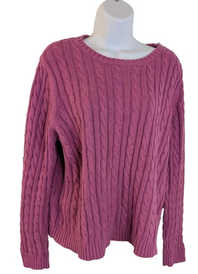 Lands End, Women's, Cable Knit Sweater, Purple, Size XL - Image 1 of 4