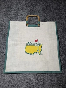 NEW! Augusta National Masters Golf Jute Burlap Bag with Bamboo Handles 18X18 - Picture 1 of 3