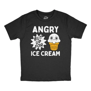 Youth Funny T Shirts Angry But Up For Ice Cream Sarcastic Dessert Graphic - Picture 1 of 7