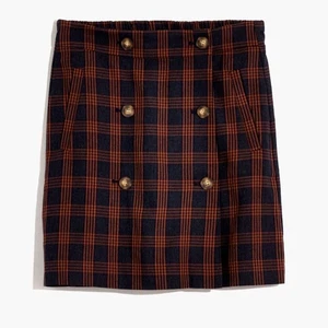 Madewell Plaid Double Breasted Mini Skirt Small Old Money Preppy schoolgirl - Picture 1 of 13