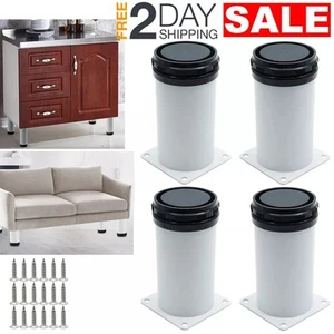 4 Patas De 6 Pulgadas Metal Blancas Para Muebles Gabinete Mesa Sofa Modernos Set - Picture 1 of 8