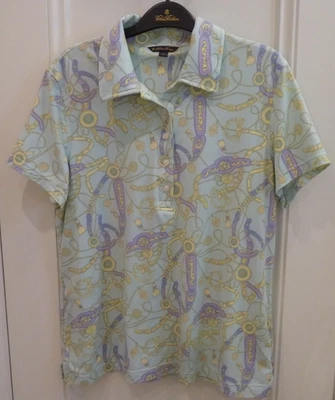 Женская рубашка-поло Brooks Brothers с узором джерси уздечка для лошади синяя фиолетовая  - Изображение 1 из 4