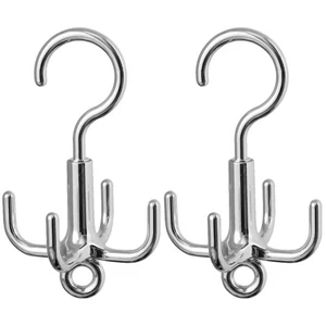 2 Count Swivel Hook Man Rotatable Four-claw Rotating Hanger Belt Hooks - Picture 1 of 12