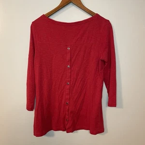 J. Jill Gr. S rot Noppen Pima Baumwolle Stretch geknöpft hinten T-Shirt Freizeit Top - Bild 1 von 4
