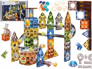 MAGNETBAUSTEINE BAUKUGELBAHN LEUCHTELEMENTE 105 EL. - Bild 1 von 9