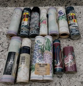 Vintage Lot Of 12 Rolls of Various Wallpaper Borders Flower Theme Full & Partial - Picture 1 of 19