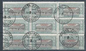 1924 CIRENAICA USATO MANZONI 15 C BLOCCO DI 9 - RR7810 - Picture 1 of 1
