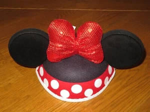 Nuevo DISNEY PARK Rojo MINNIE MOUSE OREJAS Lunares SEQUIN MOÑO SOMBRERO Juvenil Talla Única - Imagen 1 de 4