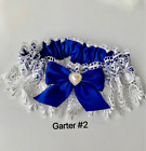 Royal Blue Garter, Heart Shaped Rhinestones Wedding Something Blue Garter Ref2