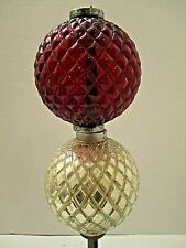 New ListingEarly 1900s Silver & Red Quilted Lightning Rod Weathervane Ball Home Cabin Decor
