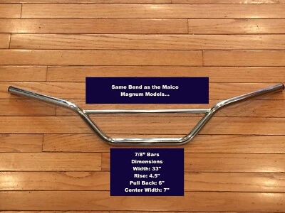 Maico KTM Husky CZ Chrome Steel Vintage 7/8" Handlebars ( Reproduction )  NEW! - Image 1 of 4