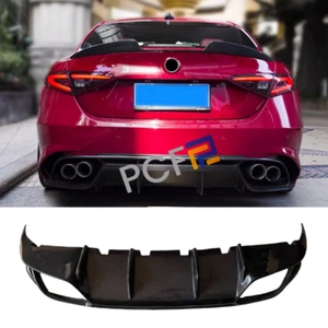 Fits 2017+ Alfa Romeo Giulia Rear Bumper Lip Real Carbon Fiber Diffuser Spoiler - Picture 1 of 13