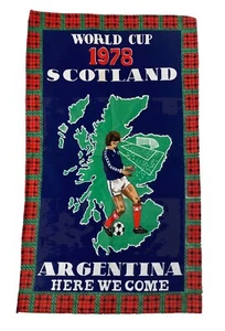 Vintage 1978 World Cup Scotland Kitchen Tea Towel Argentina Here We Come - Picture 1 of 9
