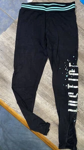 Justice Black Sz 14 Leggings Silver Splatter Paint Active Gymnastics Dance - Picture 1 of 5