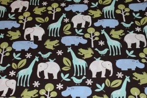 Fabric Remnant 100% COTTON Baby Gender Neutral KID Cute ZOO Animals Child MILLER - Picture 1 of 12