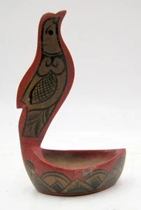 Vintage Russian Folk Art KHOKHLOMA Carved Lacquer Wood Bird Bowl - Picture 1 of 4