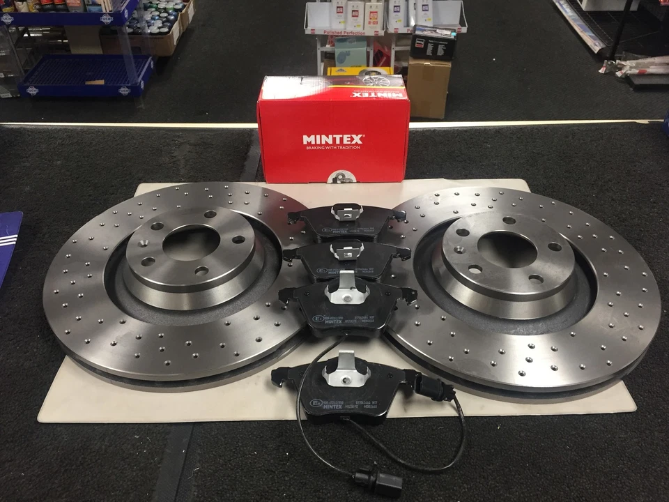 FOR AUDI A6 C6 4F 3.0TDI QUATTRO PERFORMANCE BRAKE DISC CROSS DRILLED FRONT PADS - Image 1 of 1