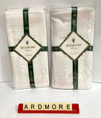 Waterford Linens Set 8 Napkins Ardmore Classic White Jacquard New Cotton Poly - Image 1 of 4