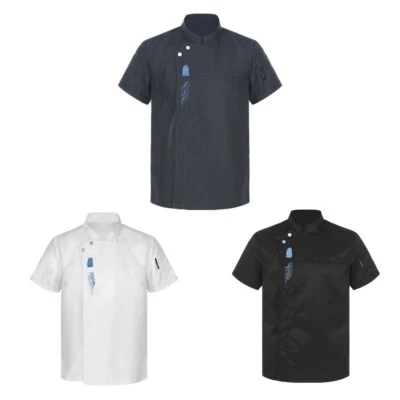 Mens Womens Chefs Coat Stand Collar Uniform Professional Unisex Hotel Bakery - Image 1 of 4