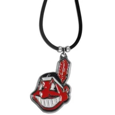 Cleveland Indians Rubber Cord Necklace w/ Logo Charm Licensed MLB Jewelry - Image 1 of 3