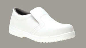 SICHERHEITSSCHUHE WEISS SLIPPER MIKROFASER, GRÖSSE 1-14, LEBENSMITTEL, GASTRONOMIE, GESUNDHEIT, NHS, VET - Bild 1 von 2