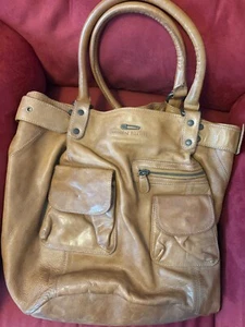 Amazing Something Like IKKS Bolso de Mano Extra Grande Suave, Cuero Tostado Flexible, Cartera - Imagen 1 de 13