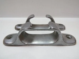 PAR DE CUÑAS RETRO DE 6+3/8 PULGADAS CROMADAS SOBRE BRONCE FAIRLEADS BARCO (D2C578C) - Imagen 1 de 5