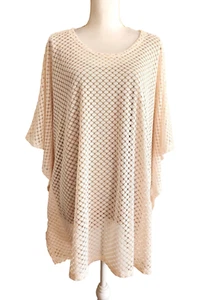 Slinky Brand 2 Pc Tank & Crochet Batwing Overlay Tunic Top Beige Cream Size 2X - Picture 1 of 10