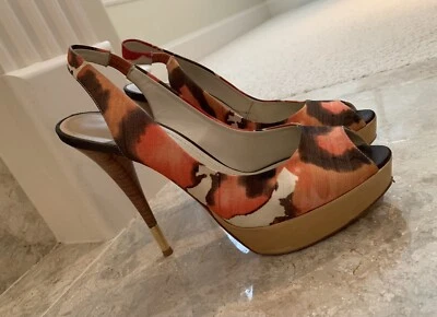 Sexy Baldan Venezia 5” Tacón 8.5 EU 38.5 Multi Eslinga Peep Stiletto Plataforma Italia Foto 1 de 4