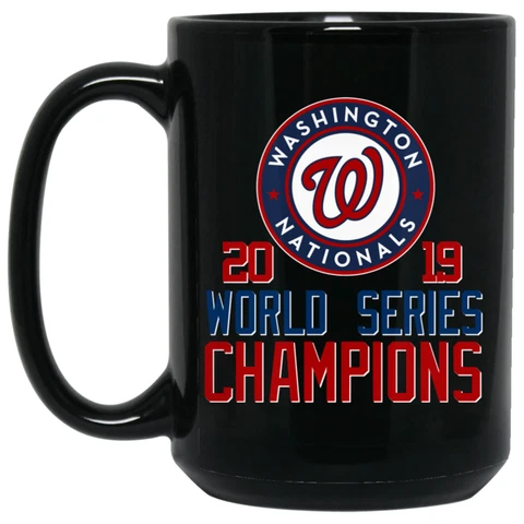 World Series Champions Washington Nationals Black 15 oz Ceramic Coffee Mug Cup Cover