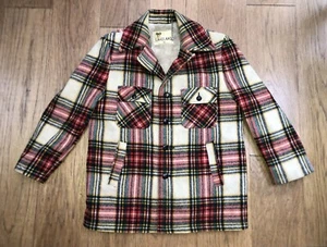 Vintage 50s Lakeland Red Plaid Wool Jacket Hunting Barn Coat Mens Size 42 - Picture 1 of 5