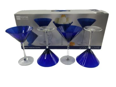 Conjunto de 4 Copos de Coquetel JCPenney Colin Cowie Azul Cobalto Cosmopolita Martini - Imagem 1 de 4