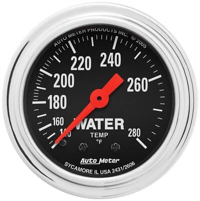 Auto Meter 2431 Traditional Chrome Mechanical Water Temp Gauge 140-280 F 2 1/16" - Image 1 of 2