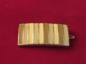 Hair Clip Gold Tone with Brown, Tan, and Yellow Enamel 1 1/2" x 3/4" - Picture 1 of 3