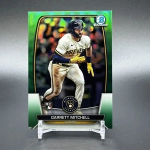 2023 Bowman Chrome Garrett Mitchell Rookie Green Refractor #'d /99 #3 Brewers RC - Picture 1 of 3