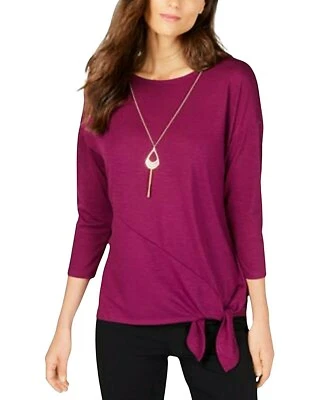 Suéter Pullover Thalia Sodi Mujer Púrpura Manga 3/4 Cuello Redondo Corbata Frontal M Nuevo Foto 1 de 4